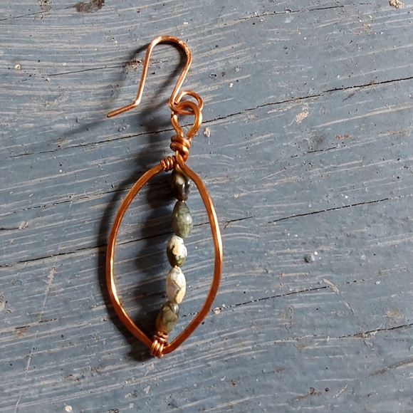 Copper and Jade Earring/Ear Decor - Picture 2 of 11